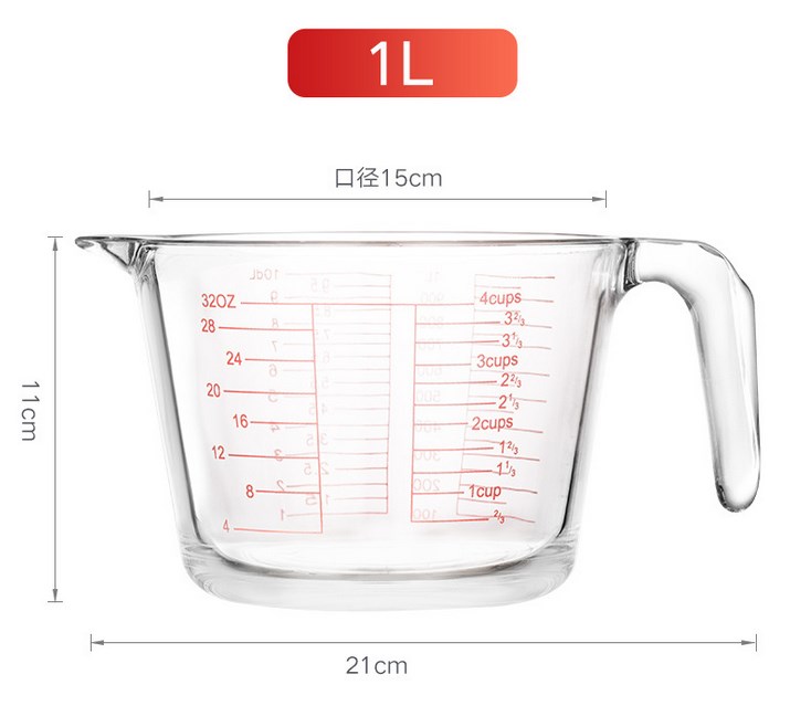 وعاء (كوب) قياس زجاجي سعة 1000 ملي-KR011365