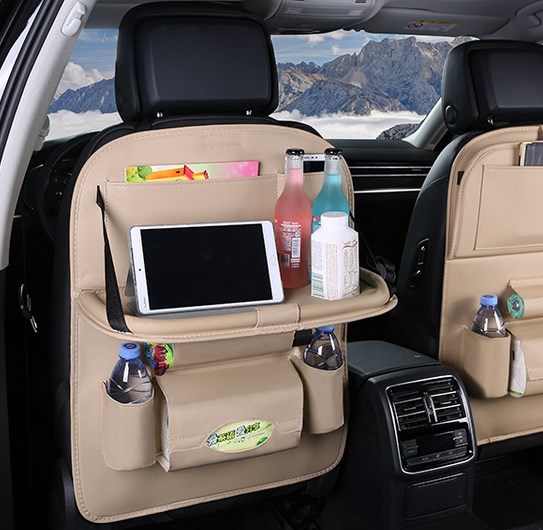 Car seat leather organizer light brown-KR011333