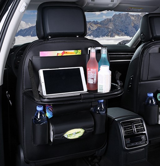 Car seat leather organizer light black-KR011332