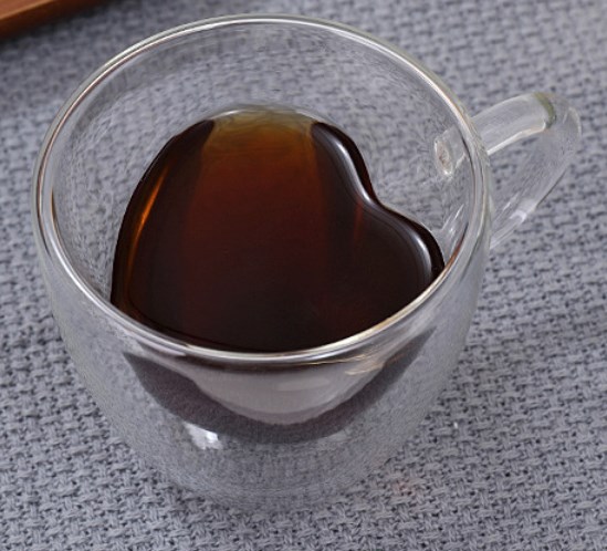 Coffee glass vaccum cup heart 270ml-KR011481
