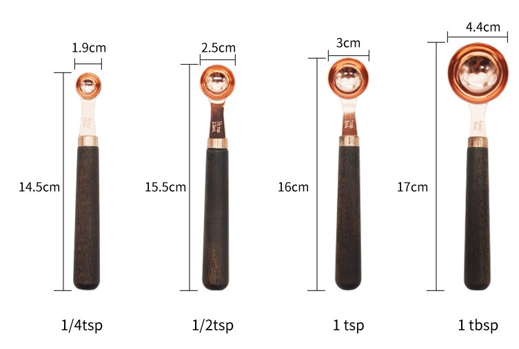 Kitchen mesure spoons set 4pcs wood handle-KR070192