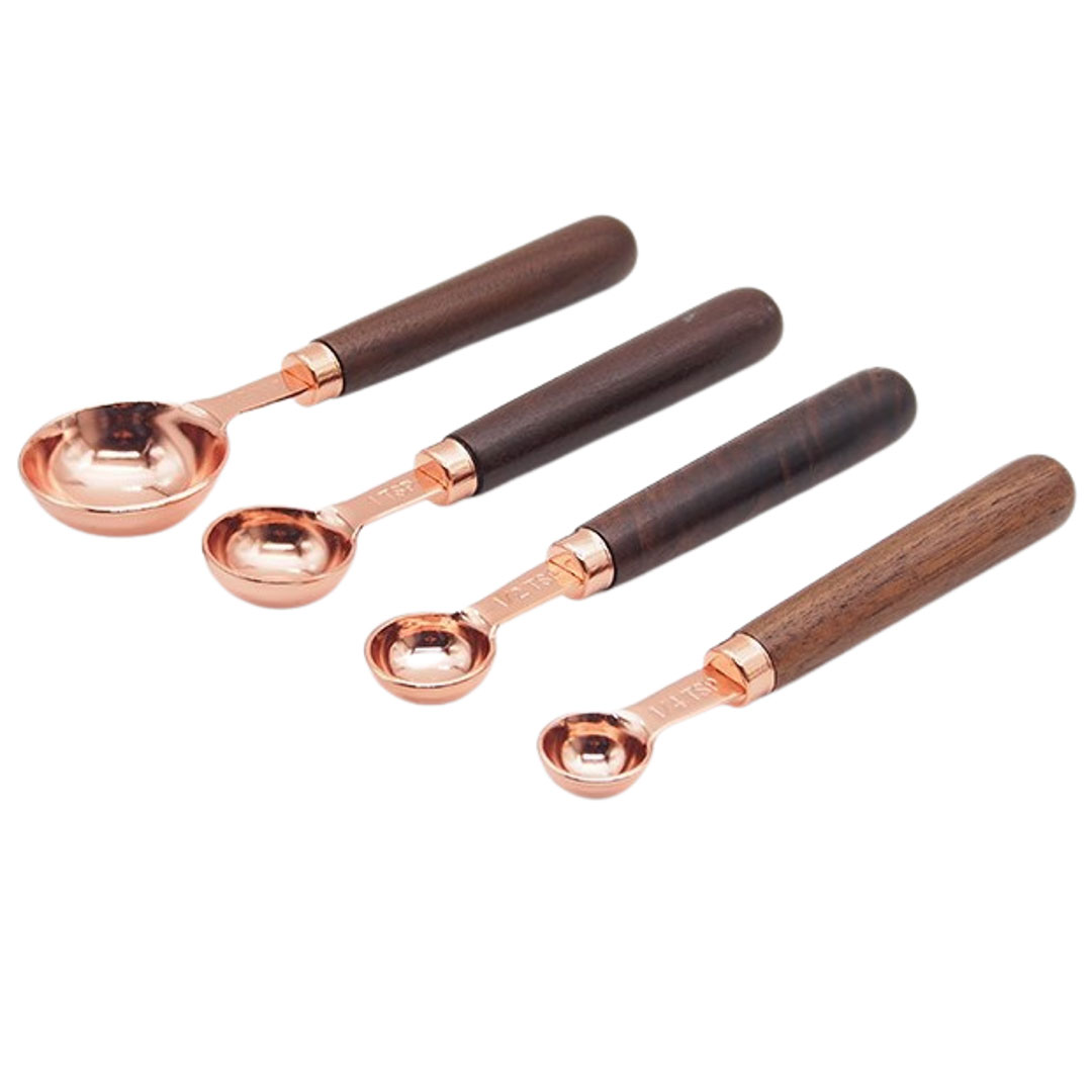 Kitchen mesure spoons set 4pcs wood handle-KR070192