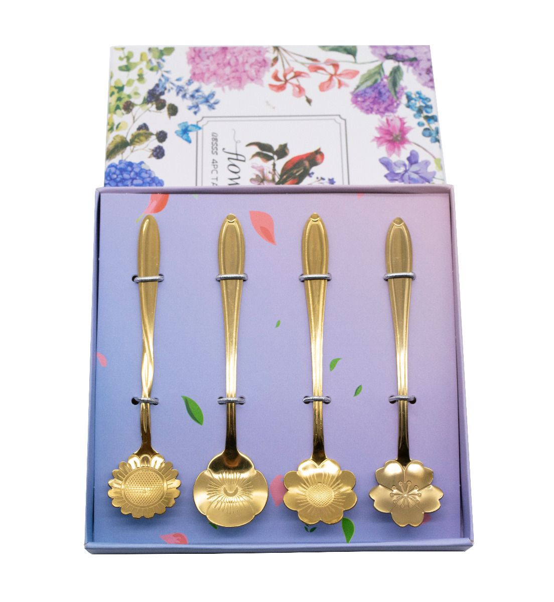 Spoon small flower shape gold-KR070065
