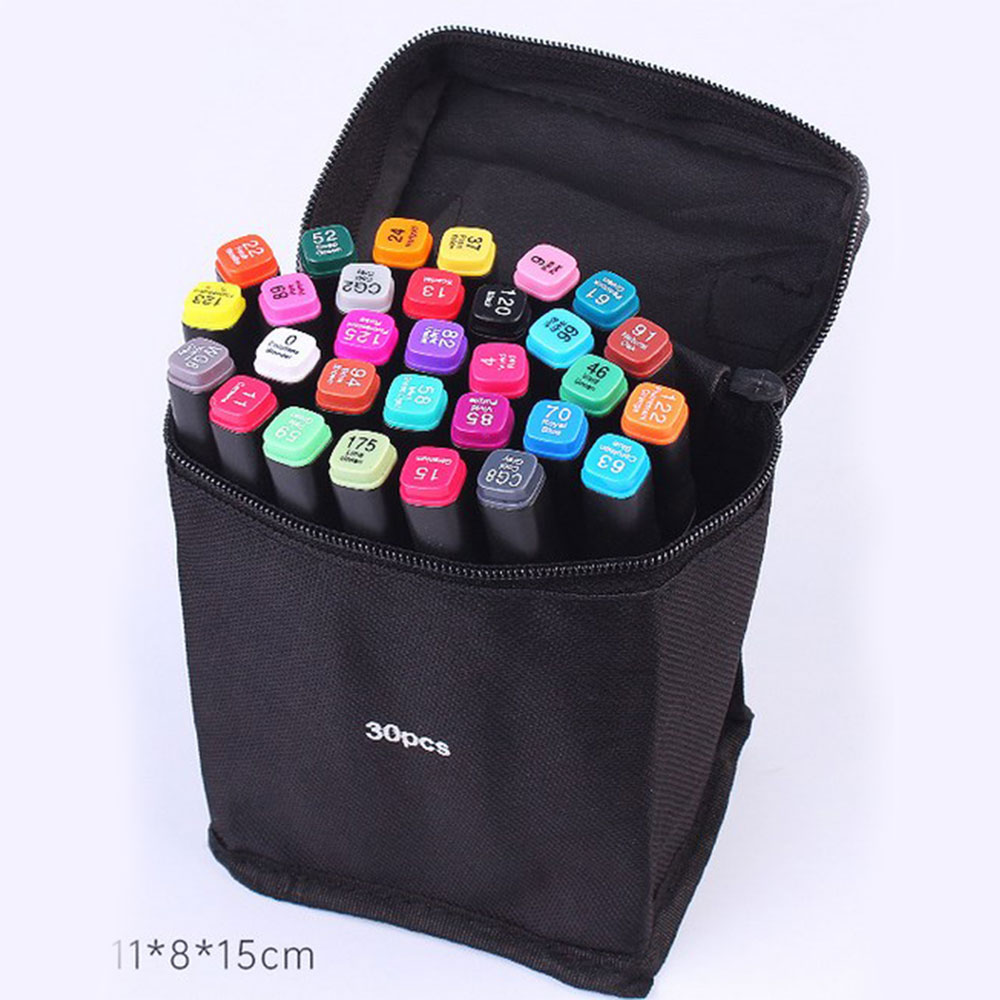 مجموعة من 30 قلم تلوين برأس مزدوج مع حقيبة-AR010132