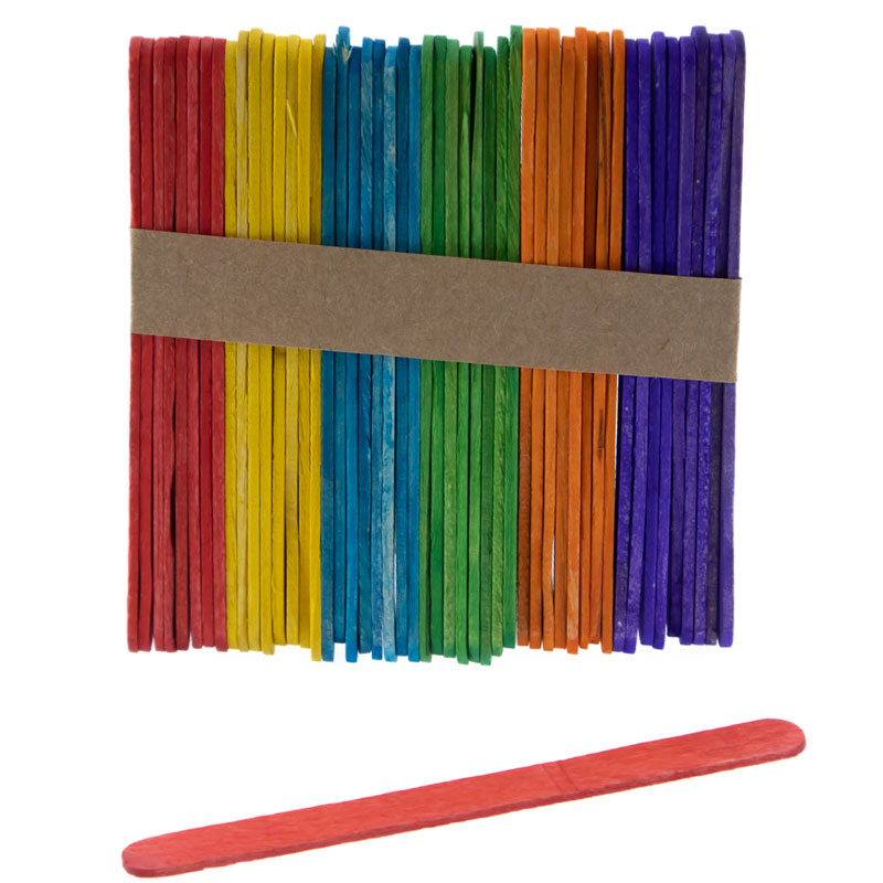Resin art set of 50 colorful bamboo wood craft sticks 11.5cm-AR010152