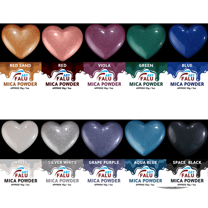 Falu Art Mica powder colors set of 10 colors 10G for resin and candle and soap HDS-AR010267