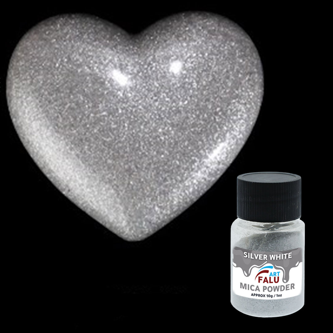 Falu Art Mica powder 10G for resin and candle and soap - SILVER WHITE-AR010273