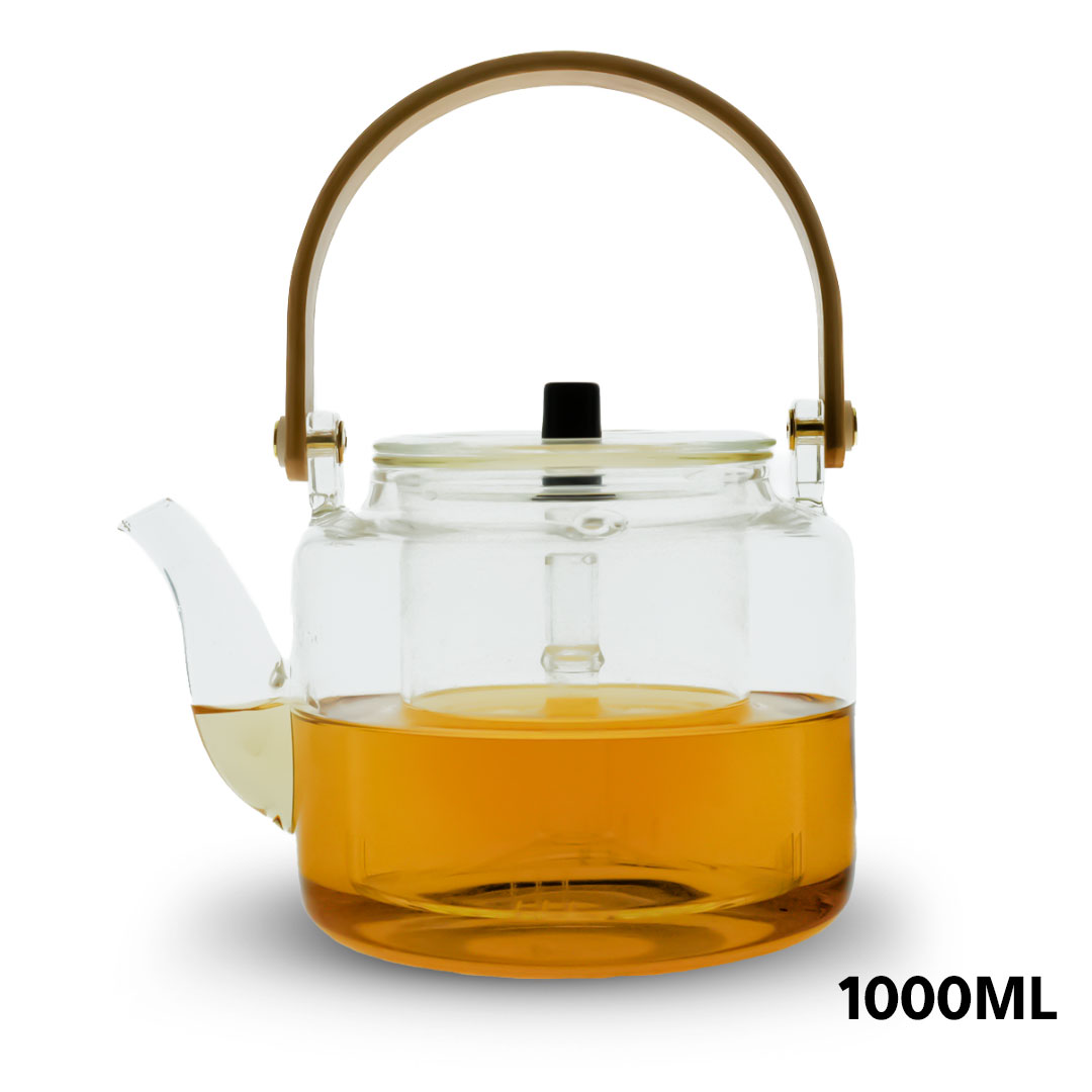 ابريق زجاجي لتحضير الشاي و الاعشاب بموزع للماء الساخن سعة 1000 مل