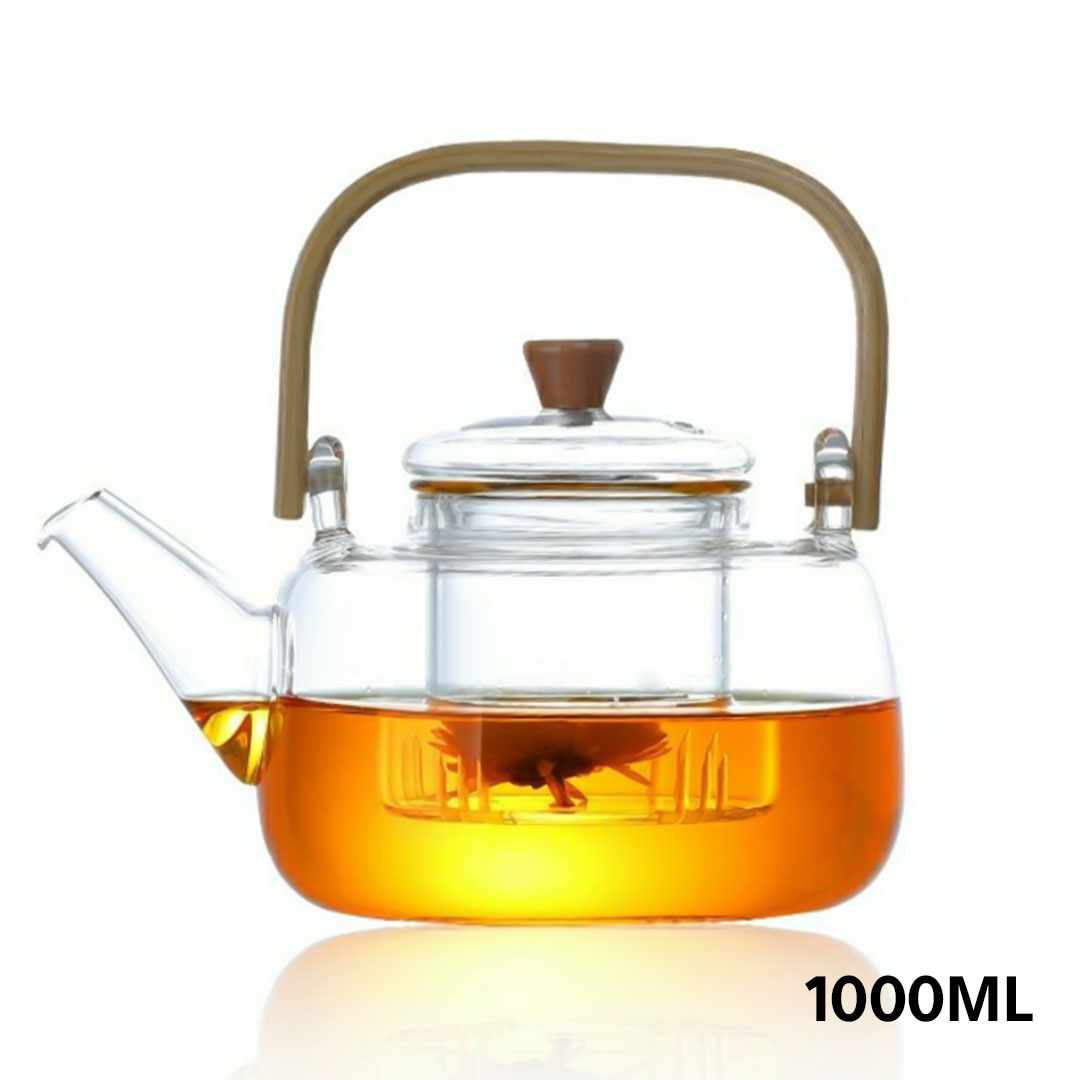 ابريق زجاجي لتحضير الشاي و الاعشاب سعة 1000 مل G-1393