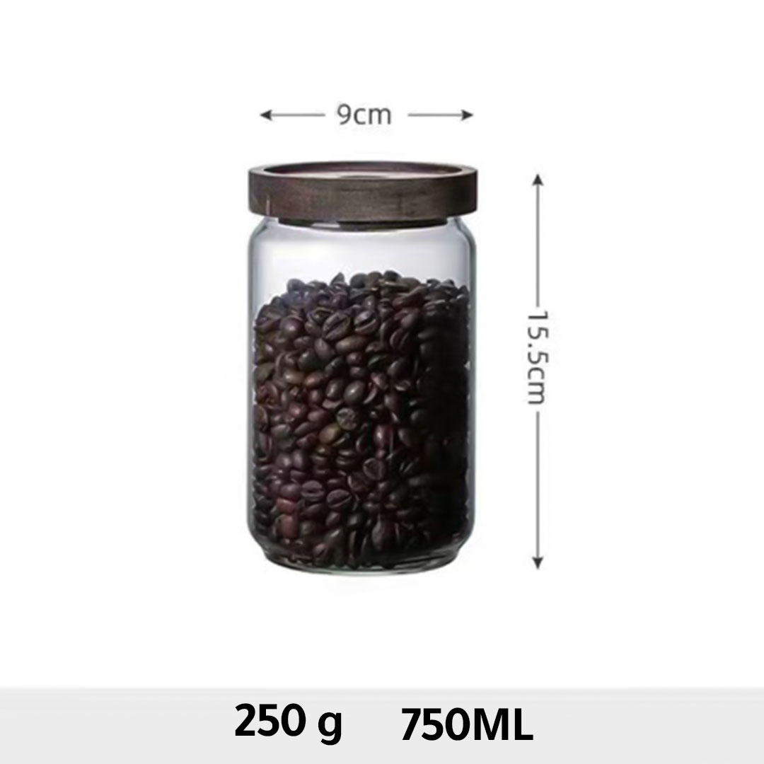 وعاء زجاجي لحفظ حبوب القهوة يكفي لوزن 250 جرام