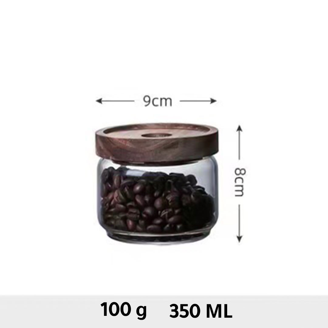 وعاء زجاجي لحفظ حبوب القهوة يكفي لوزن 100 جرام