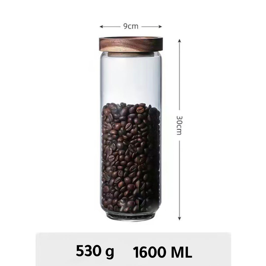 وعاء زجاجي لحفظ حبوب القهوة يكفي لوزن 500 جرام