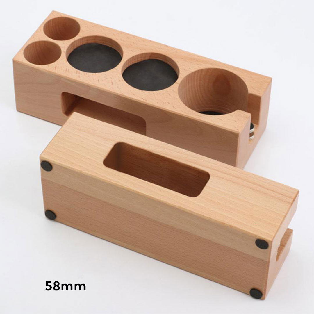 Coffee wooden tamping base and accessories holder 58mm-KR013084
