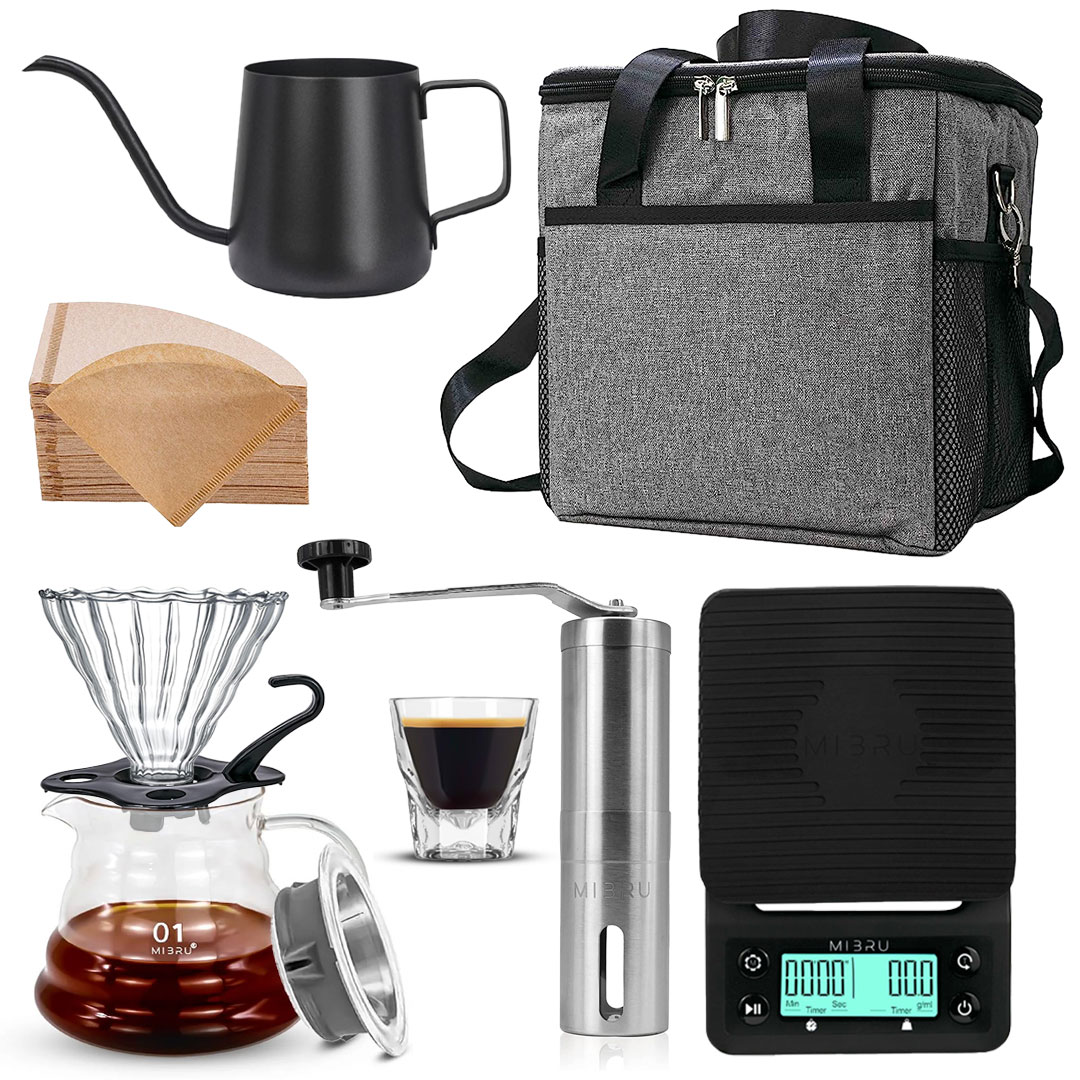DRIP COFFEE MAKER SET 8 IN 1 with a bag