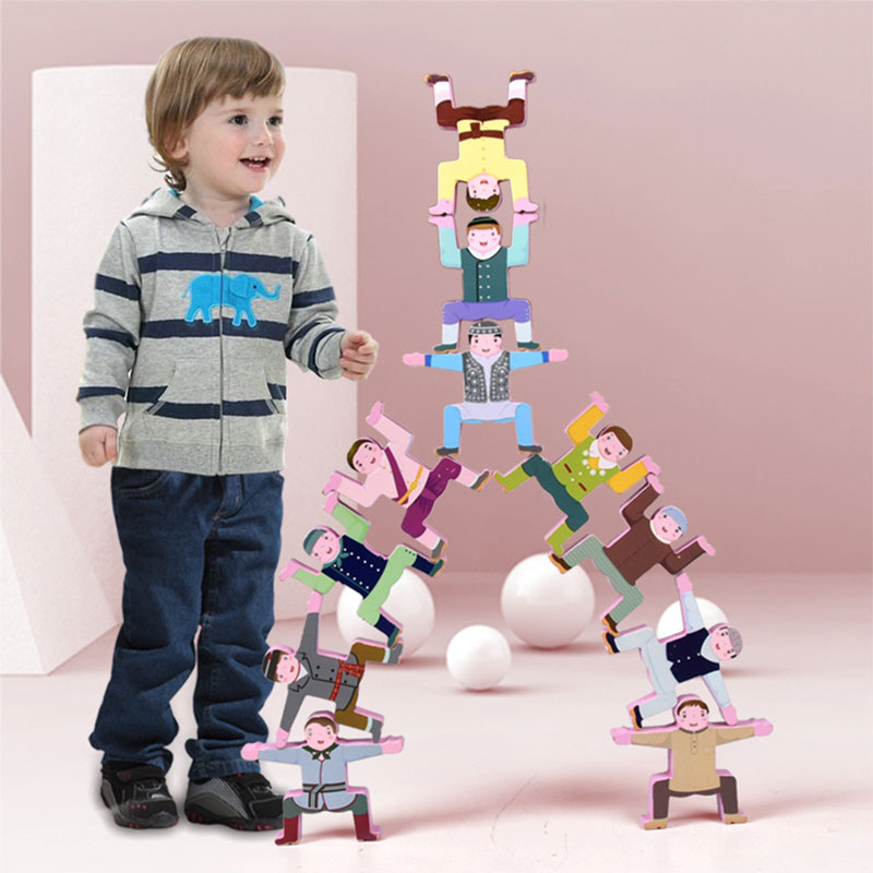 wooden balanced building block toy set of characters kt-030-KR110112