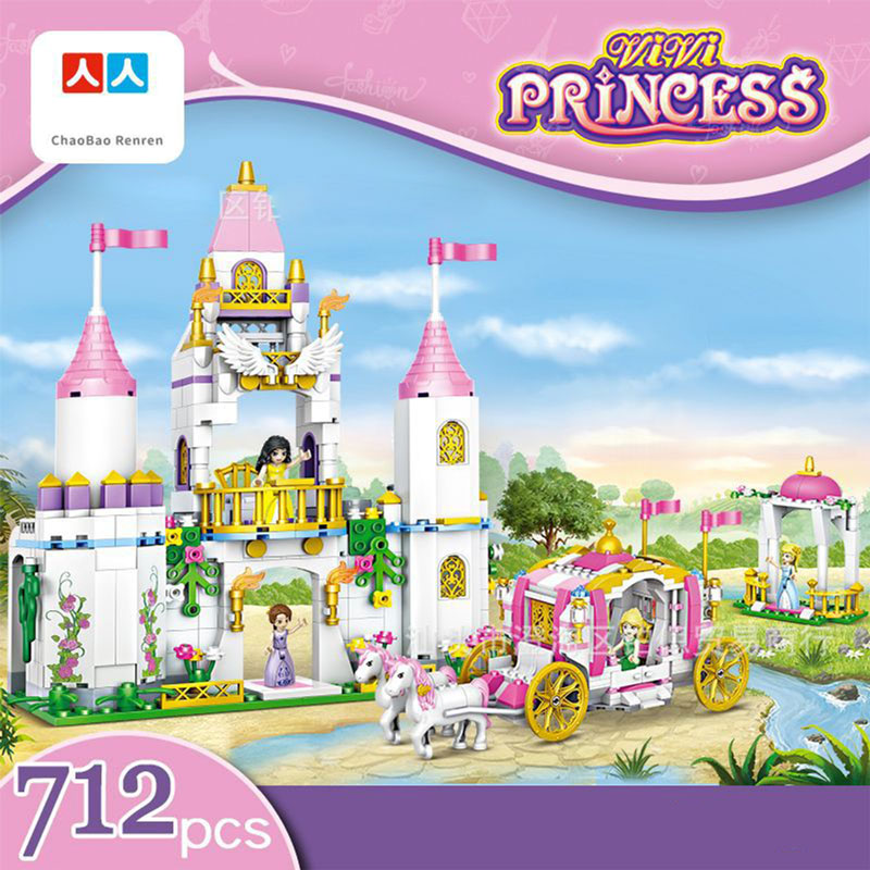 لعبة مكعبات تعليمية للأطفال قلعة الخيال الوردي ٧١٢ قطعة KT-081-KR110163