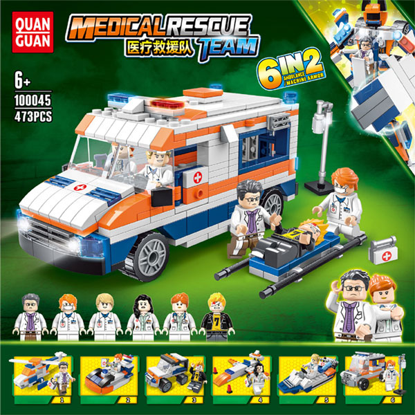 Kt-024 a game of building blocks with characters in the shape of an ambulance-KR110106