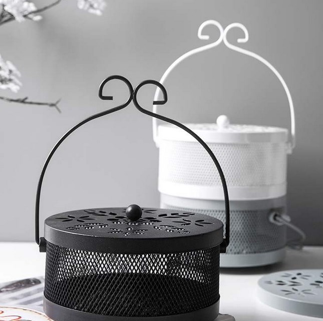 Metal mish basket with cover and hanger e-174 white-KR130259